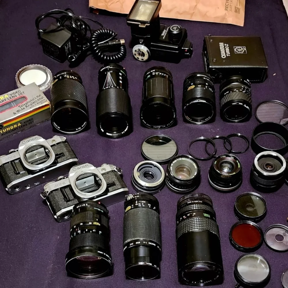 Two Canon cameras and lenses